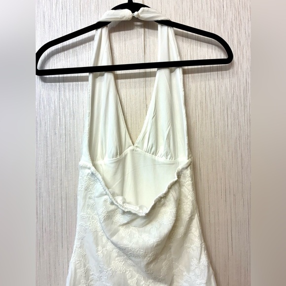 Y2K White Lace Halter Mini Dress Coquette Backless Crochet Summer Party Dress xs - Picture 5 of 9